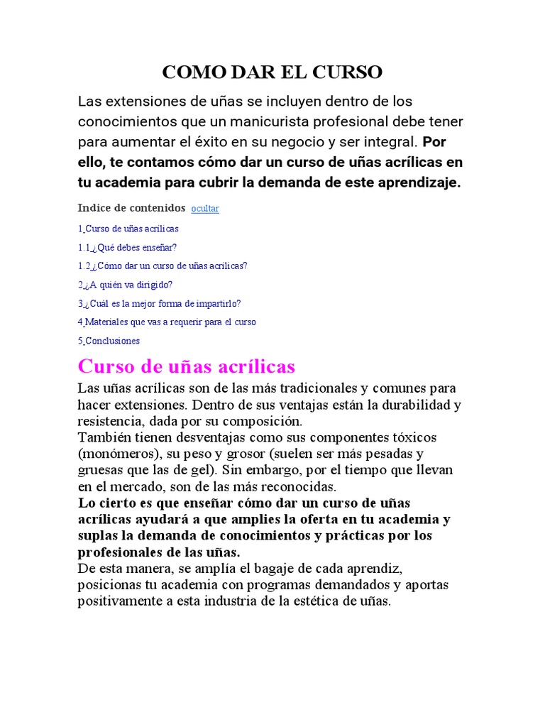 Detalle 19+ imagen como dar un curso de uñas acrilicas