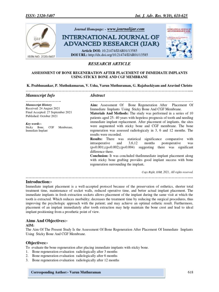 Bone Regeneration with Sticky Bone Grafting | PDF | Platelet | Dental ...