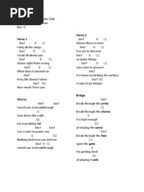 Breakthrough Easy Chords G Pdf