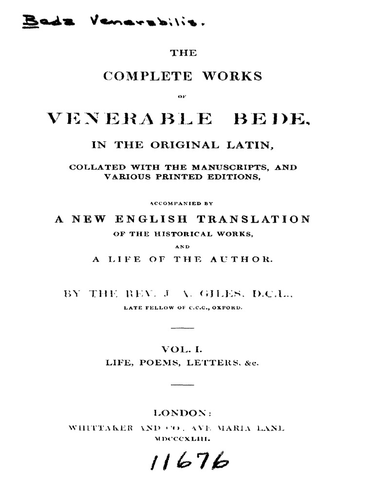 Giles. Saint Bede, The Complete Works of Venerable Bede. 1843. pic