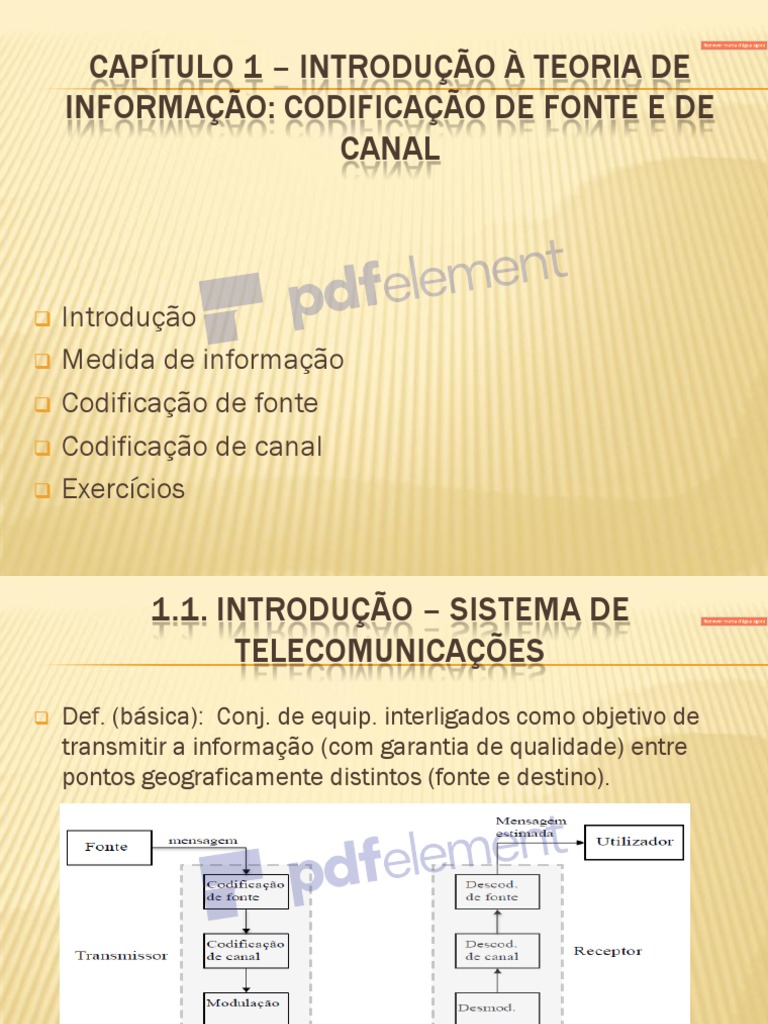 Aula1 Introdução à Teoria Da Informação Pdf Barulho Informação