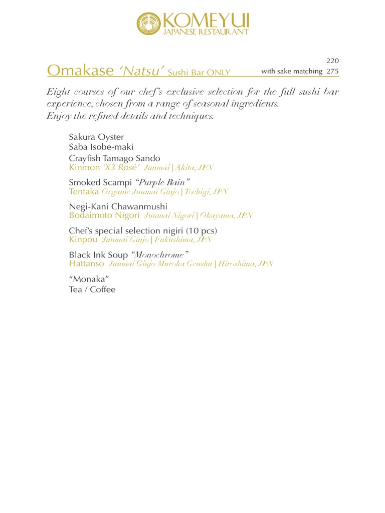 Omakase Tasting Natsu 211101 Web | PDF
