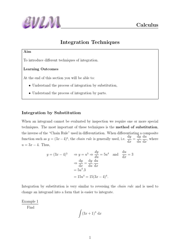 Calculus: Integration by Substitution | PDF | Integral | Physical ...