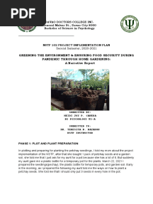 (CANEDA 81-A) Narrative Report - Project Implementation Plan
