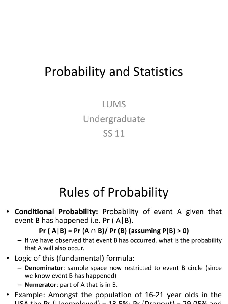 Probability And Statistics Lums Undergraduate Ss 11 Download Free