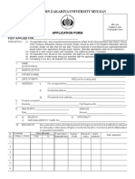Bahauddin Zakariya University Multan: Application Form