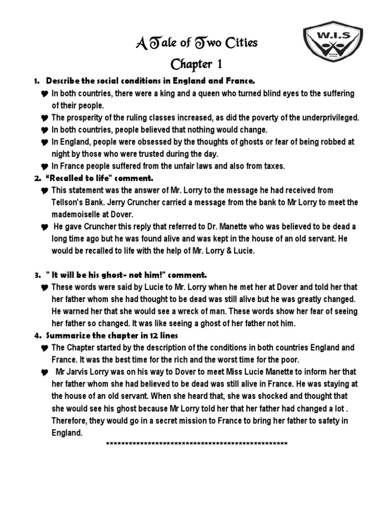 A Tale of Two Cities: Chapter Summaries | PDF | A Tale Of Two Cities