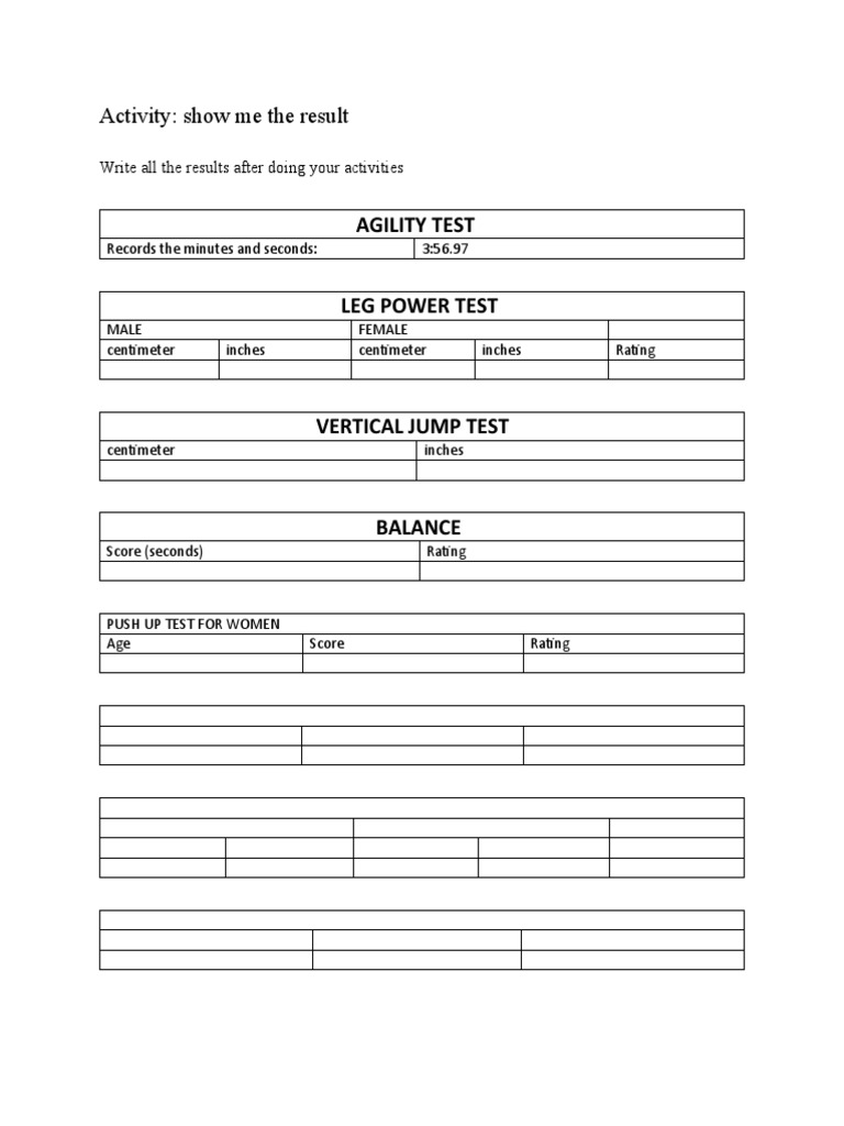 Agility Test: Activity: Show Me The Result | PDF