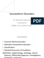 Somatoform Disorders: DR Nemache Mawere Psychiatrist MBBS: Part 4-March 2021
