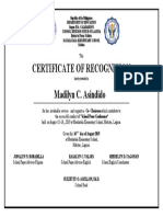 Certificate of Recognition: Madilyn C. Asindido