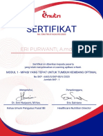 Certificate - Modul 1 - Mpasi Yang Tepat Untuk Tumbuh Kembang Optimal - Eri Purwanti, A.md - Keb
