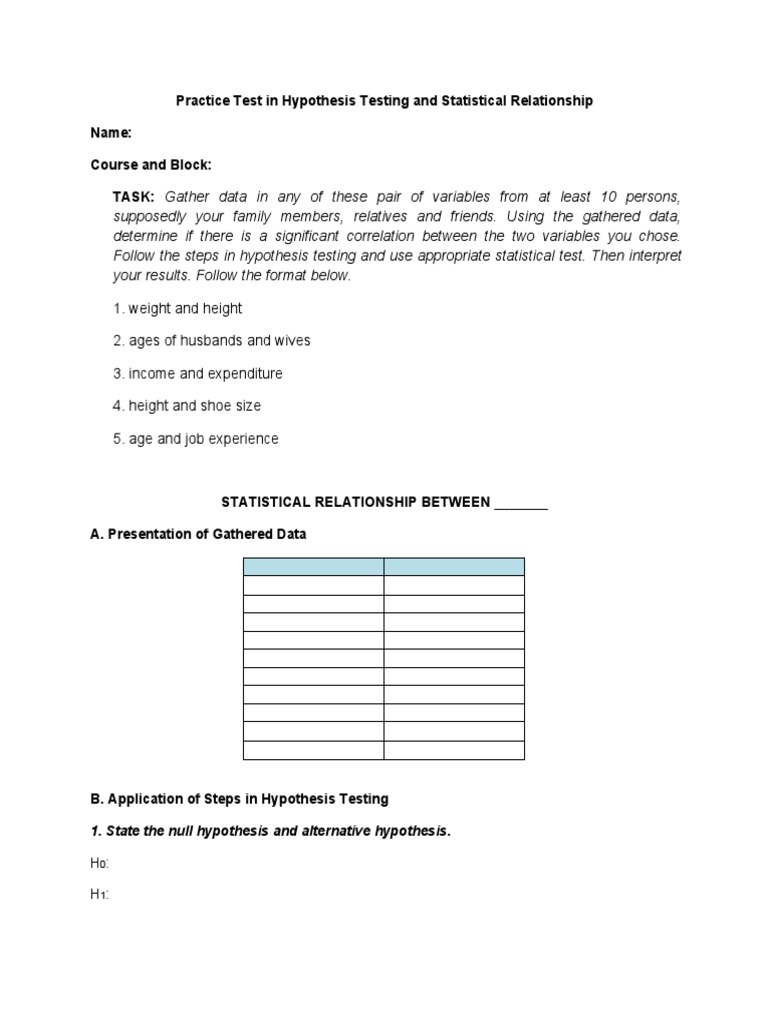(Pre-Finals) Practice Test in Hypothesis Testing and Statistical ...