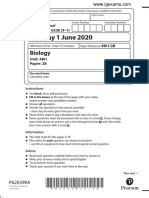 June 2020 QP - Paper 2B Edexcel Biology IGCSE