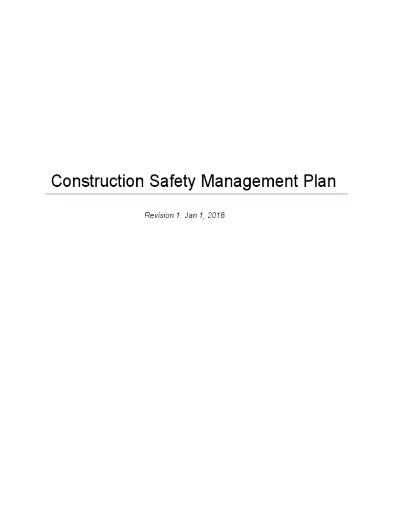 Construction Safety Management Plan | PDF | Occupational Safety And ...