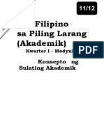 Filipino Sa Piling Larang (Akademik) : Konsepto NG Sulating Akademik
