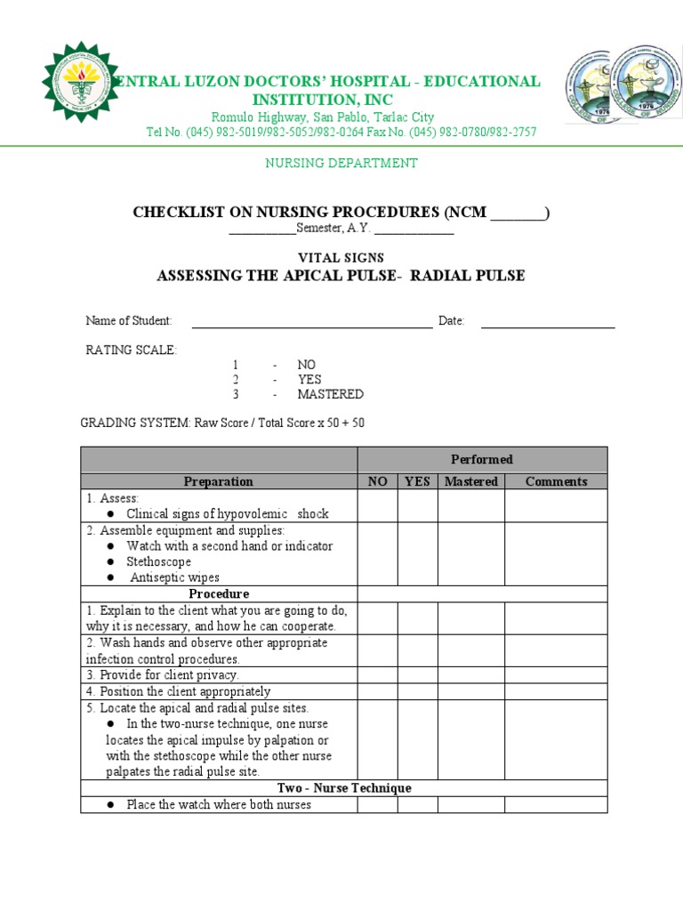 4 Vs Apical Radial Pulse PDF Pulse Medical Specialties