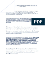 Las Drogas y La Importancia de Prevenir Su Consumo en Adolescentes