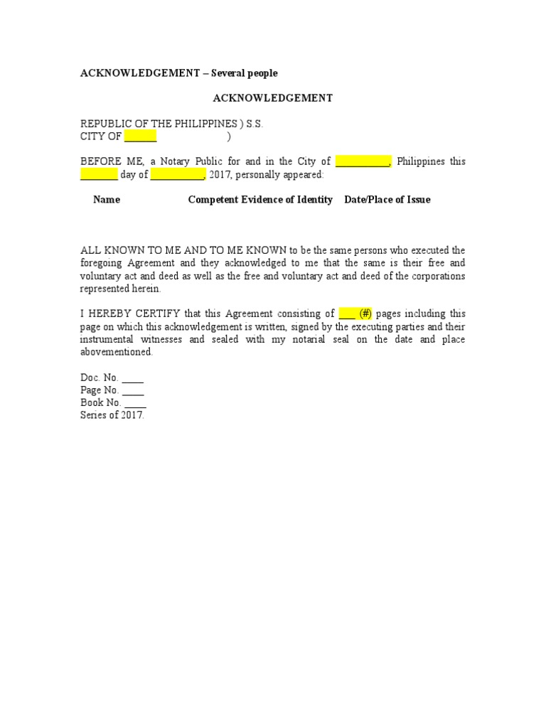 Acknowledgement - Several People | PDF | Law
