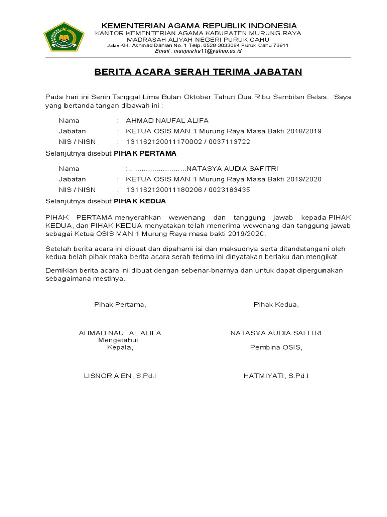 Berita Acara Serah Terima Barang | PDF