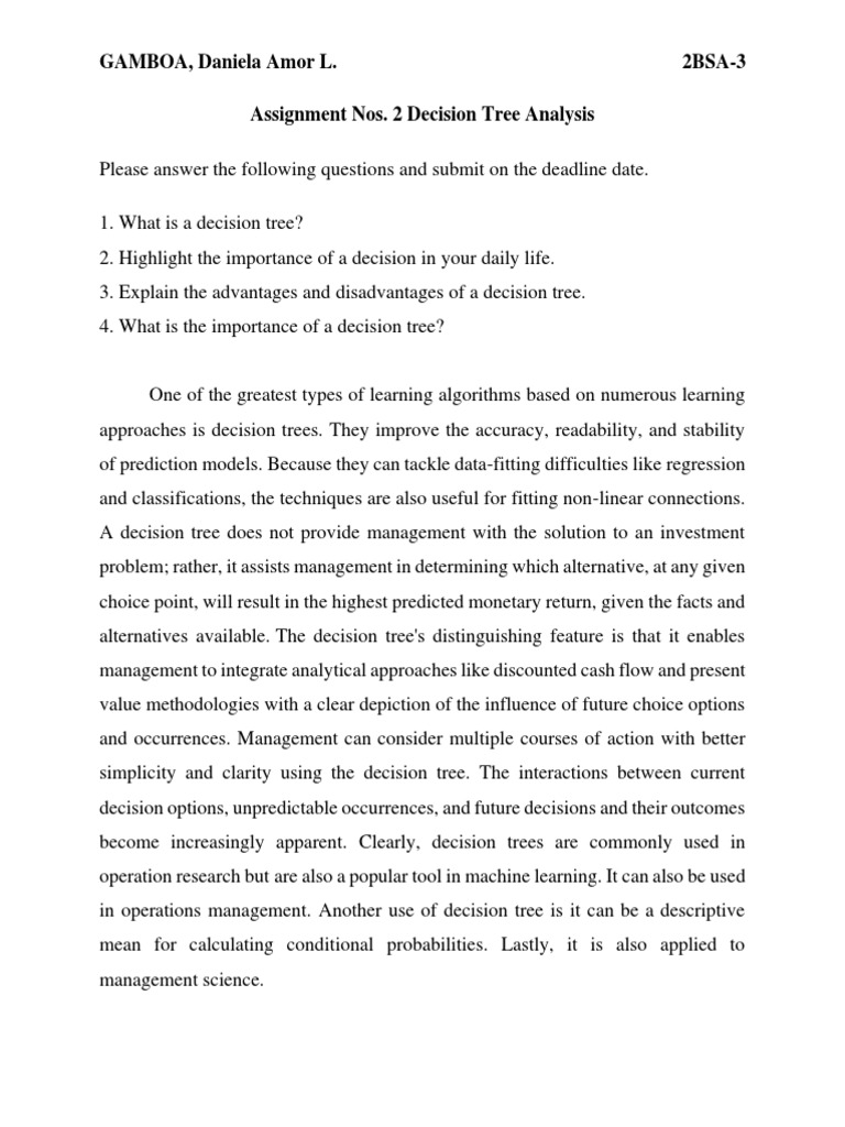 GAMBOA - Assignment No.1 Decision Tree Analysis | PDF | Statistical ...