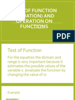 Test of Function (Equation) and Operation On Functions