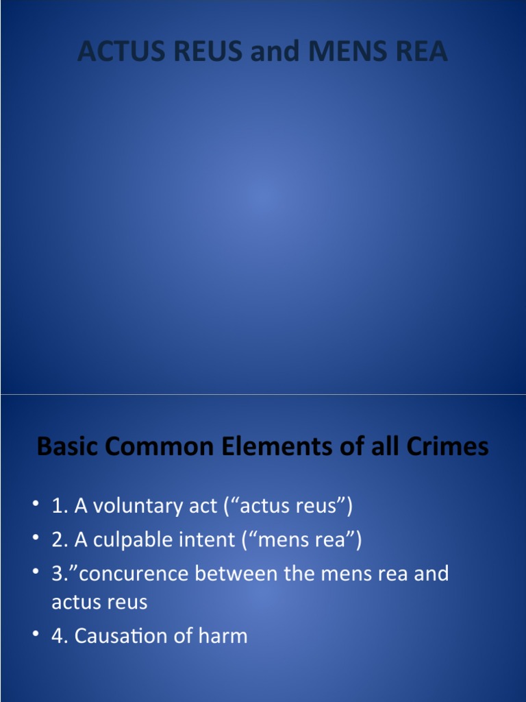 Chap 2 Actus Reus and Mens Rea1 | PDF | Mens Rea | Intention (Criminal Law)