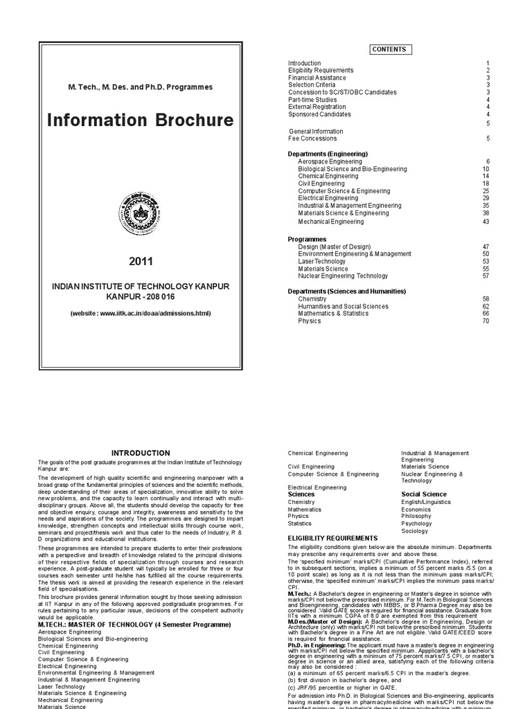M Tech at IIT Kanpur | PDF | Bachelor's Degree | Postgraduate Education