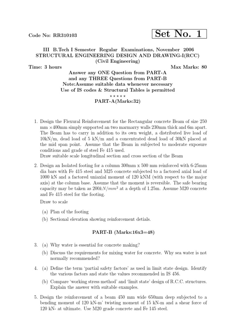 Structural Engineering Exam Paper 2006 | PDF | Beam (Structure) | Column