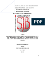 Avance Propiedades Mecanicas de Los Suelos, Clasificacion y Los Metodos de Exploracion y Muestreo de Suelos Empleando Procedimiento de Ensayo