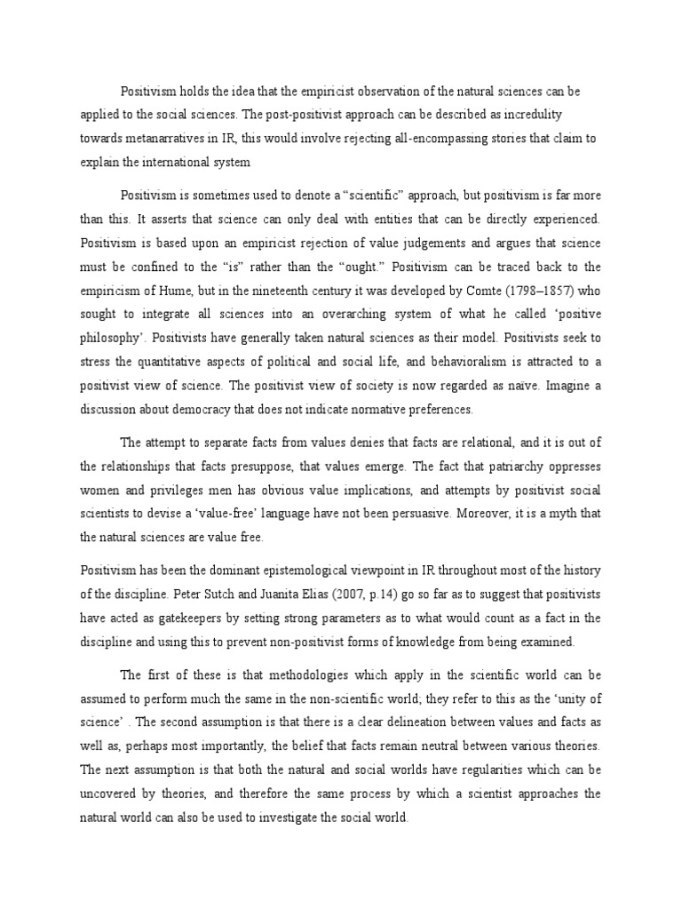 Understanding Positivism in IR Theory | PDF | Positivism | Science