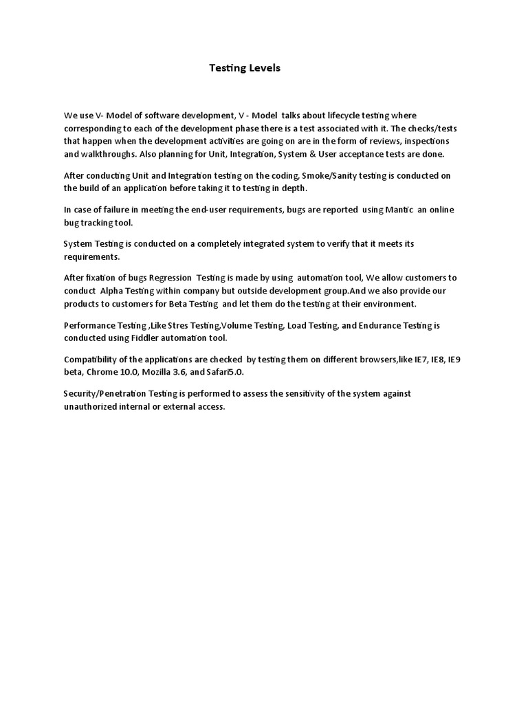 Testing Levels | PDF