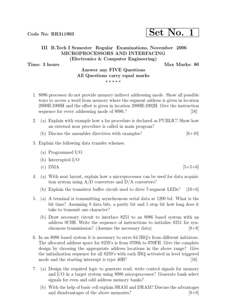 rr311903 Microprocessors and Interfacing | PDF