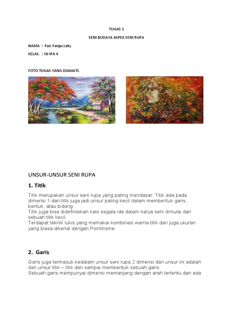 Unsur Dasar Seni Rupa dalam Tugas | PDF
