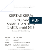 Kertas Kerja Sambutan Hari Lahir Murid 2019