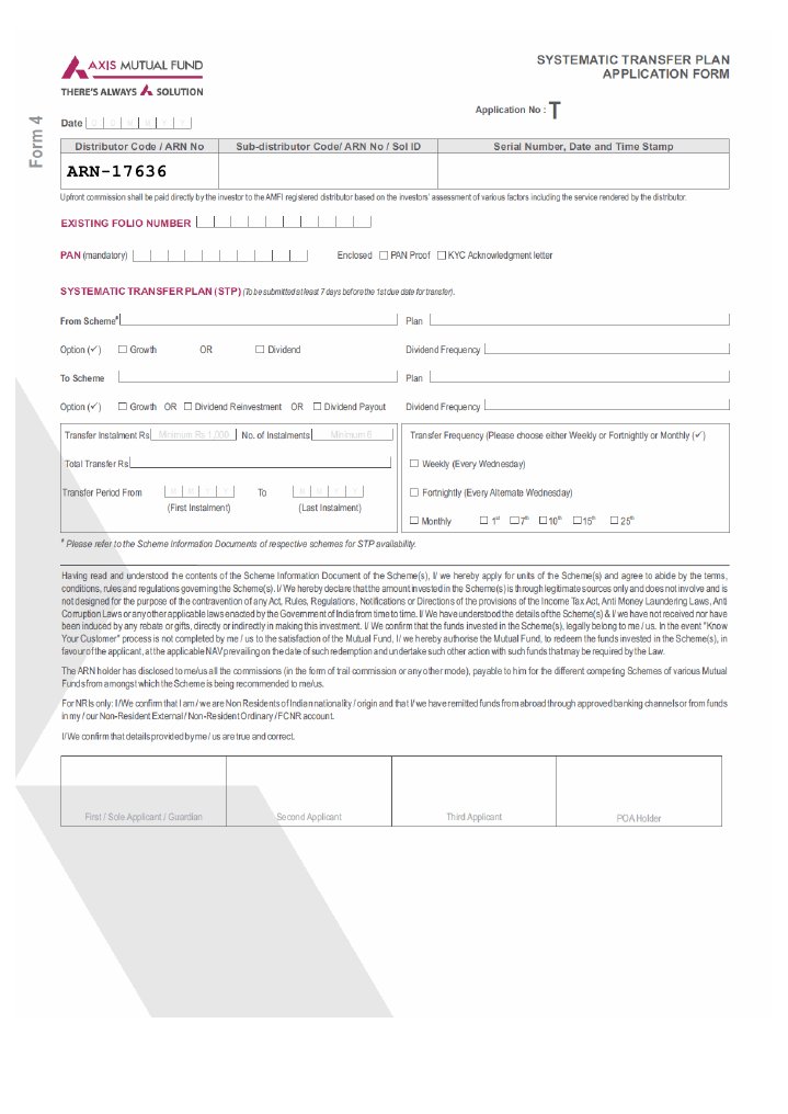Axis Mutual Fund STP Form | PDF