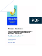 ¿Cómo Se Aprende y Enseña Matemática en El Salvador?