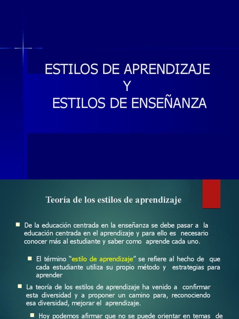 Estilos de Aprendizaje y Enseñanza | PDF | Aprendizaje | Aprendiendo ...