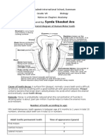 Bangladesh School Notes on Anatomy, Tooth Decay, and Excretory System