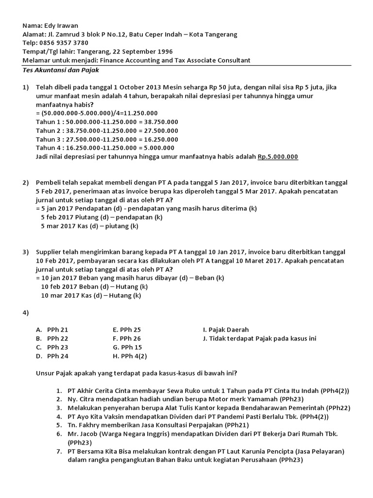 Soal Tes Akuntansi Dan Pajak Edy Irawan Pdf