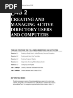 Creating and Managing Active Directory Users and Computers: This Lab Contains The Following Exercises and Activities