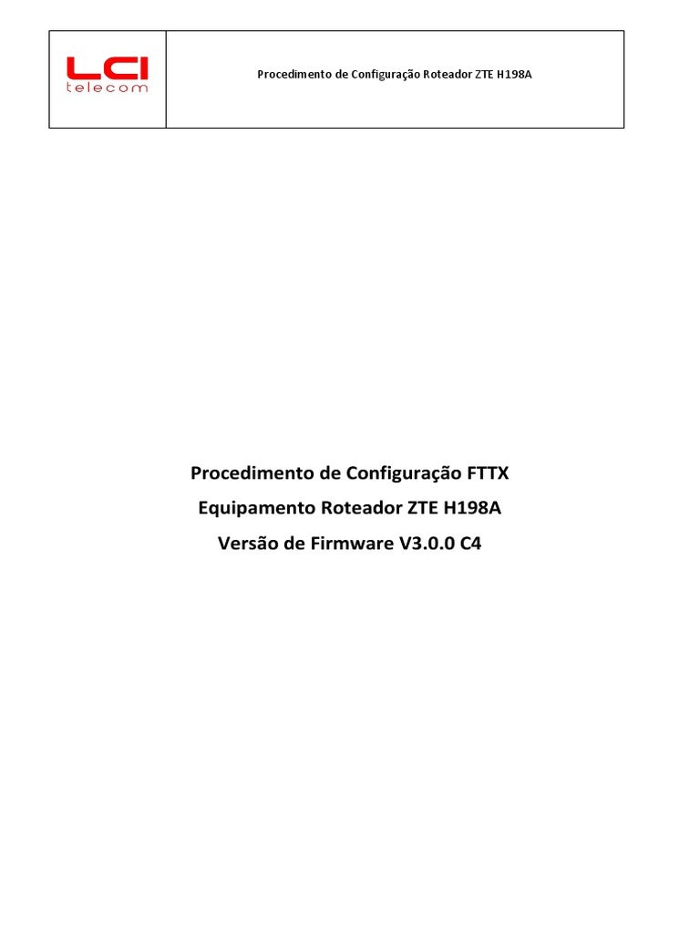 Configuração do Roteador ZTE H198A | PDF | Rede sem fio | Rede de ...