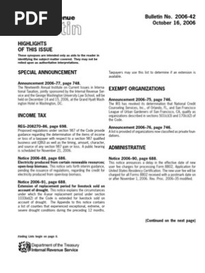 Us Internal Revenue Service Irb06 42 Internal Revenue Service