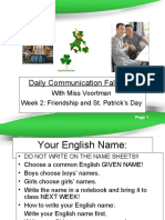 Daily Communication Fall 2009: With Miss Voortman Week 2: Friendship and St. Patrick's Day