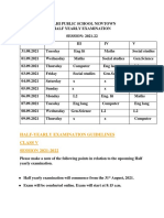 Half-Yearly Examination Guidelines Class V SESSION 2021-2022