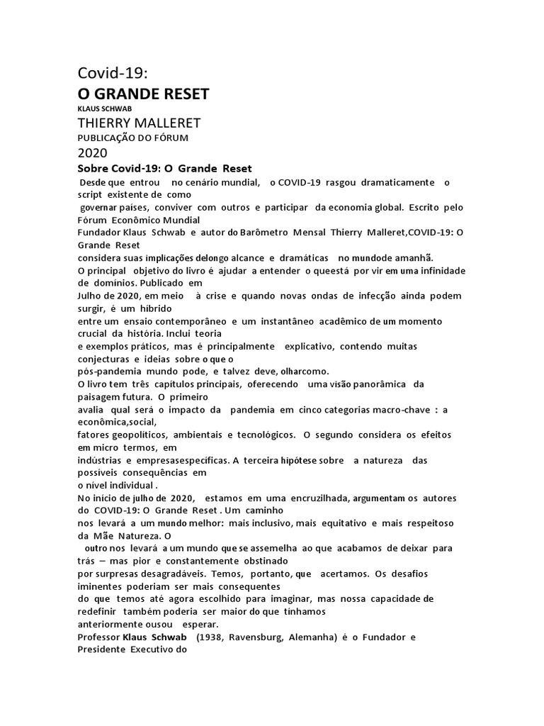 O Grande Reset Schwart | PDF | Economia | Tempo