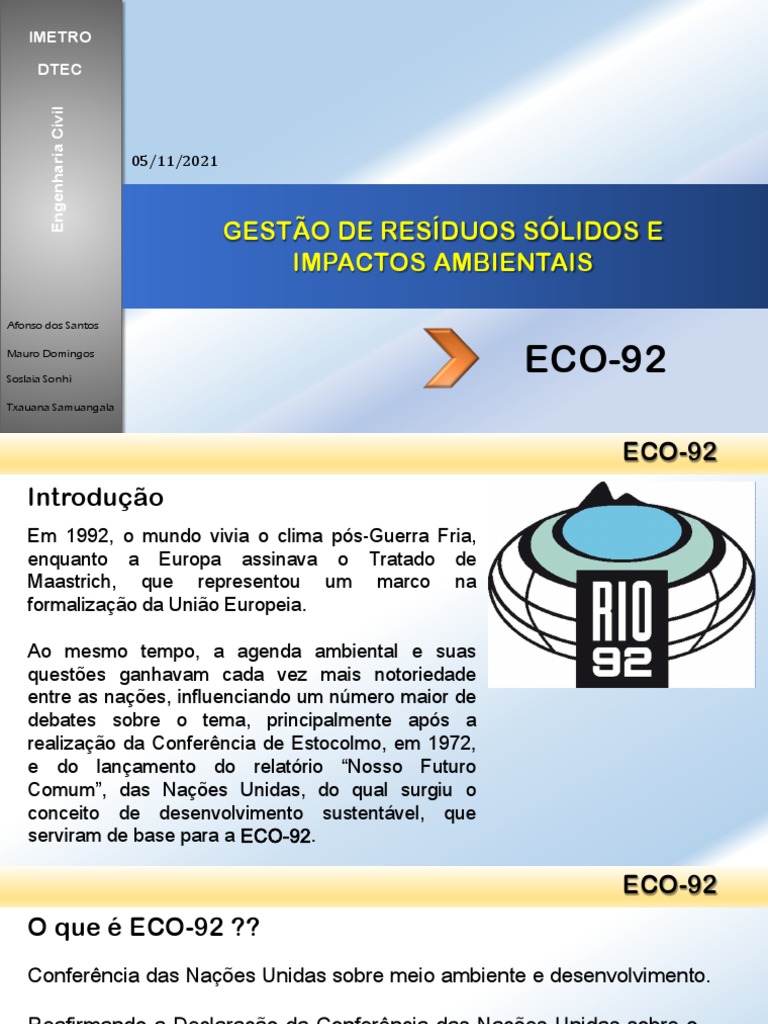 Eco 92 | Download grátis PDF | Sustentabilidade | Desenvolvimento ...