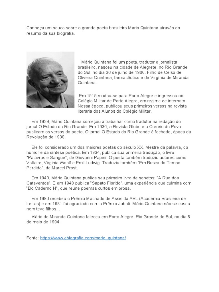 Biografia de Mario Quintana | PDF