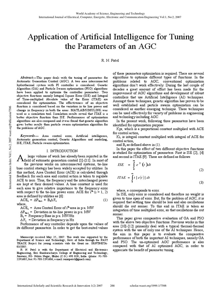 Battle 2007 Application of Artificial Intelligence For Tuning | PDF ...