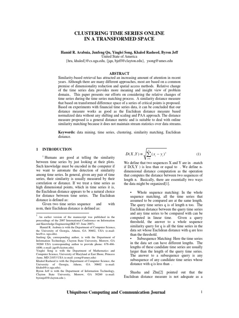Online Time Series Clustering Method | PDF | Time Series | Distance