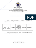 Certificate of Employment: Republic of The Philippines Department of Education Region V Schools Division of Sorsogon